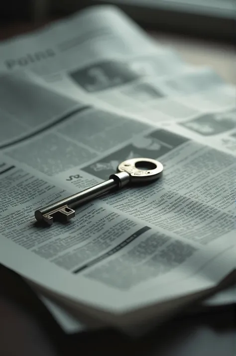 A key placed on a newspaper 