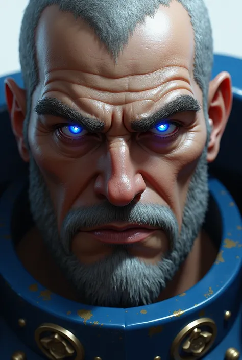 Image of Roboute Guilliman from Warhammer 40k, only face with bright blue eyes