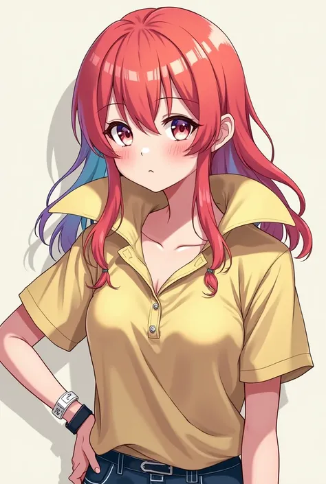 Anime Girl wearing a Massive Popped Collar Polo