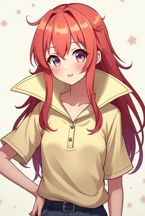 Anime Girl wearing a Massive Popped Collar Polo