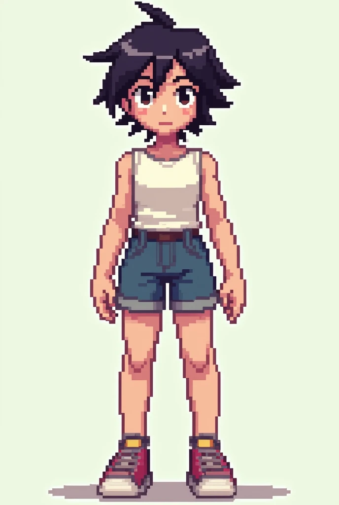 female; human Character; In 8bit; Pixel Art; front; full body; model for game; T pose