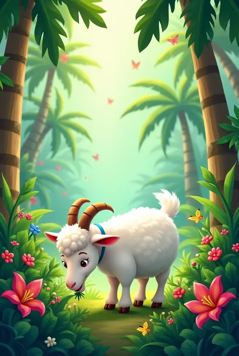 The white goat grassing the jungle
Cartoon