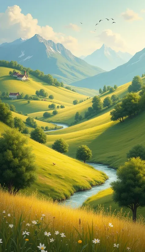 Beautiful country painting reflecting its camera 