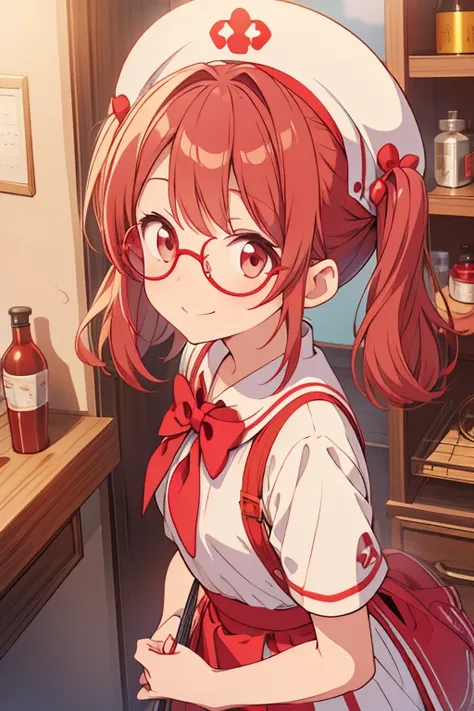 Looking up、 is shy、I have a medicine cabinet、Red twin tails、smile、Round Glasses、Round hat