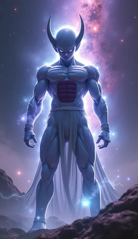 Frieza (Dragon Ball Z), Aura, Milky Way background, realistic, cinematic, detailed face