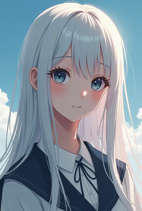 female, White hair,  long hair, ,  student, Sensitive personality, Anime ,  Long Eyes ,  Dark Features