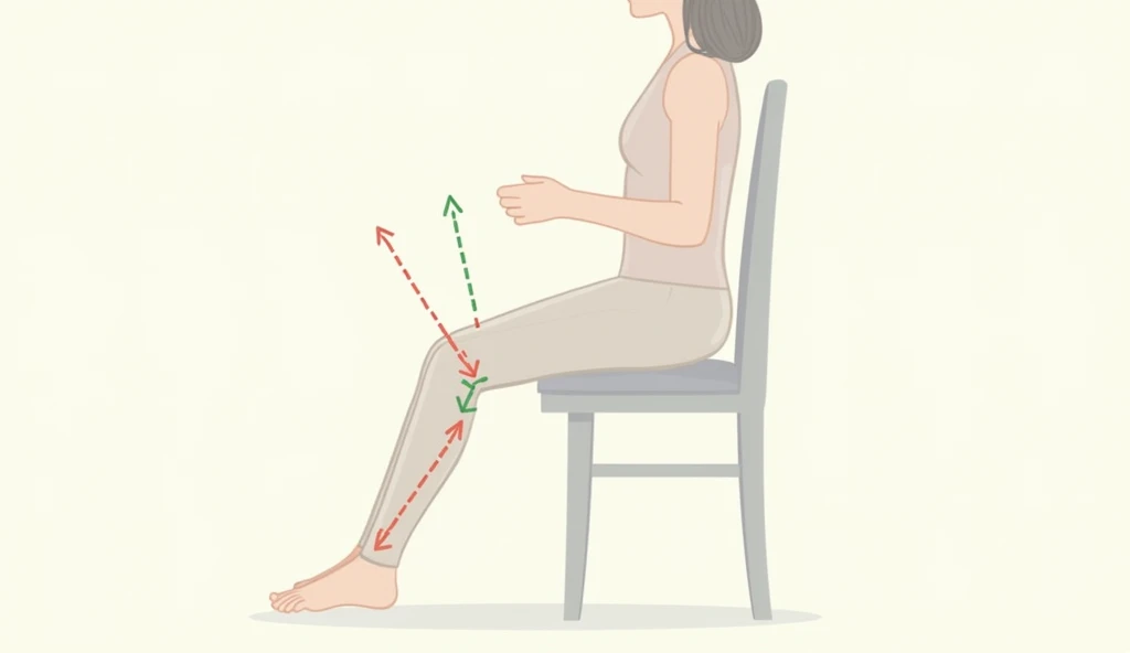 "An instructional-style image of a person sitting upright in a chair, demonstrating Kegel exercises with arrows and subtle guidance on contracting pelvic muscles. The expression is calm and focused, with a light and instructional vibe."
