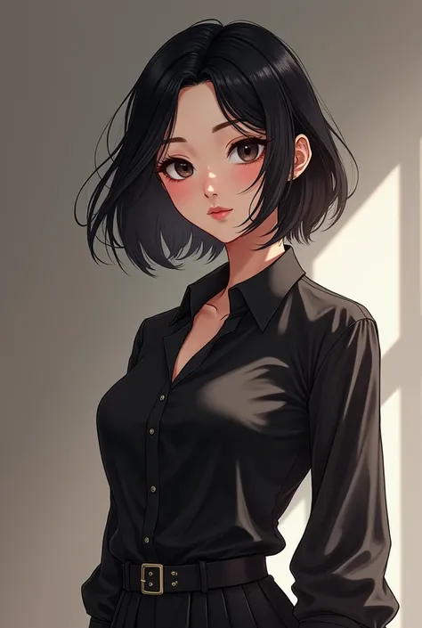 Intellective , 최High definition, Webtoon,Web novel주인공, researcher, High definition,  head to the middle,  romance fantasy , Web novel, 20 year old beauty ,  Black hair and eyes , short haired , black silk shirt and silk skirt, Elegance,  attractive , Elega...