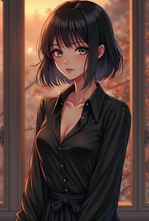 Intellective , 최High definition, Webtoon,Web novel주인공, researcher, High definition,  head to the middle,  romance fantasy , Web novel, 20 year old beauty ,  Black hair and eyes , short haired , black silk shirt and silk skirt, Elegance,  attractive , Elega...