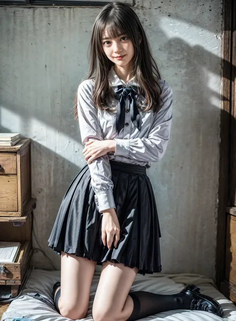 arafed asian woman in a skirt and a white shirt posing for a picture, japanese school uniform, japanese girl school uniform, wearing japanese school uniform, young gravure idol, realistic young gravure idol, young pretty gravure idol, Seifuku, cute schoolg...