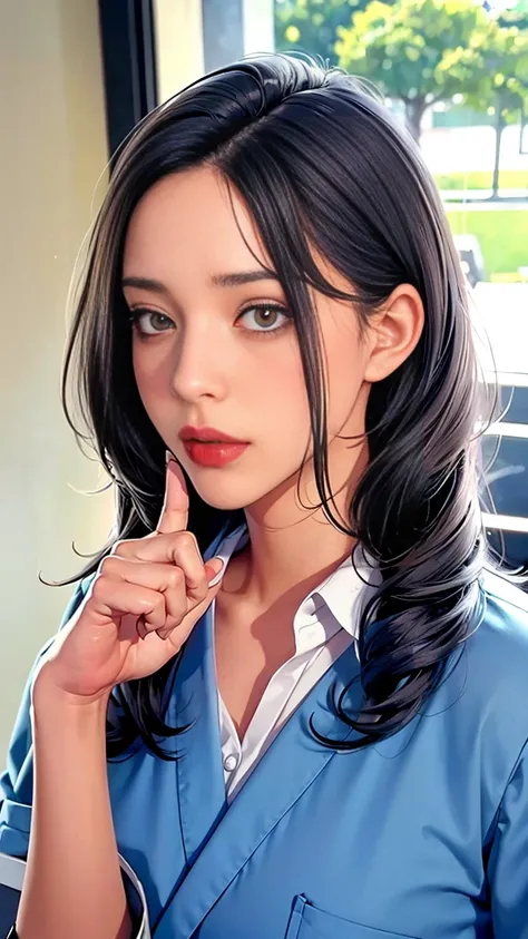 Young woman, sincere and gentle expression, student figure, wearing a neat school uniform, long or medium-length modest hairstyle, gaze with a hint of worry but determination, dormitory setting or scenes with books, helping others or calmly talking gesture...