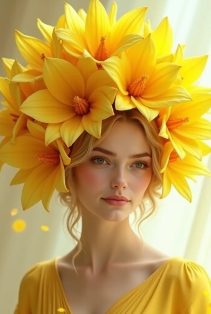 Make a big yellow flower headress
