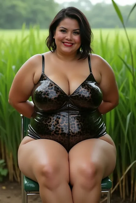 Chubby Rambut pendek memakai latex Panther singlet swimsuit, Tetek besar melayut, (Shiny Breasts:3.24), Skinny hijab skinny hijab skinny hijab skinny hijab, (photorealistic:1.6) Indonesian hijab skinny dry aunty wear bra and (mini tiny tights Hotpants),  G...