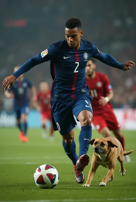 Mbappe hitting a dog