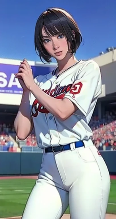 A woman in a Cleveland Indians uniform is throwing a ball at a baseball field,  beautiful south Japanese woman ,  Japanese girl , gorgeous young japanese women,  attractive poses ,  Gorgeous Japanese Models,  TONE UP , Female baseball player, Thin waist an...