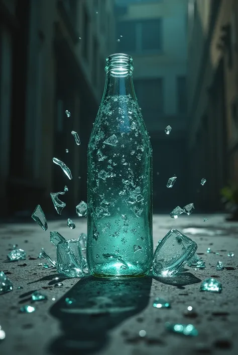 Broken glass bottle