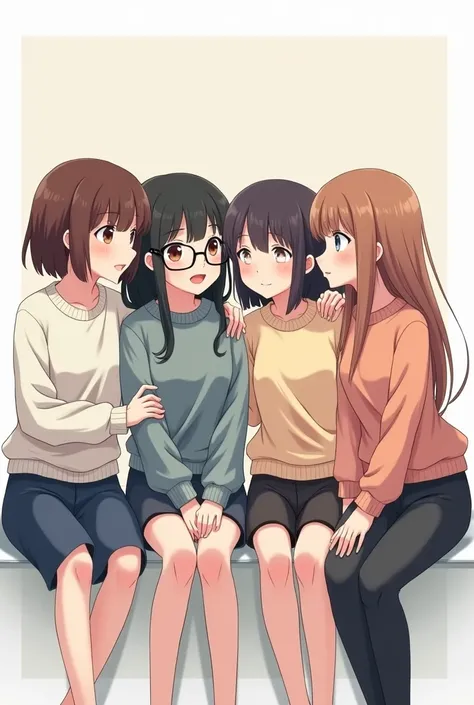 A Girl with Brown Hair Brown Eyes a Pullover a skirt and a Girl with Black Hair a Brille  Brown Skin Pullover and skirt and a Girl with Brown Hair Brown Eyes a Pullover a skirt and a Girl with Brown Long Hair Brown Eyes Pullover and pants Bff 4 besties Ani...