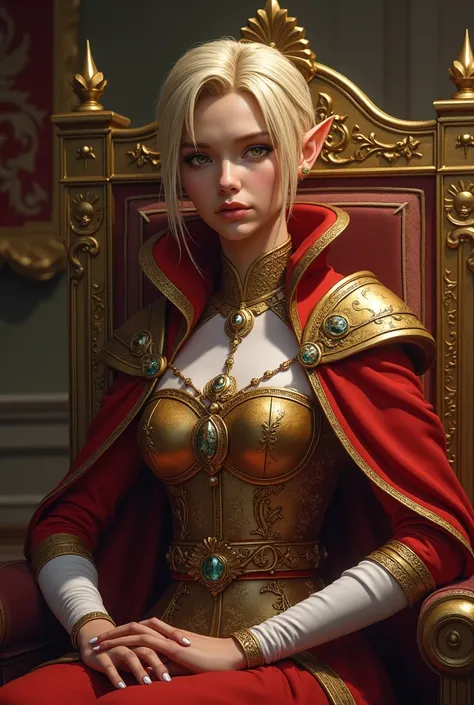 half elf emperor with short blonde hair