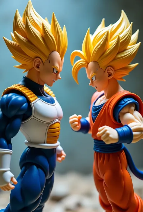 A Vegeta and an Ultra-Instinct Goku mastered as a toy 