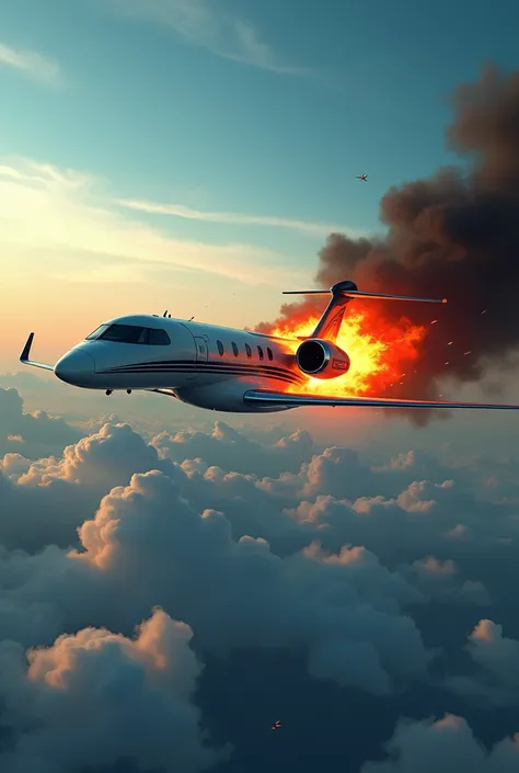 Private jet catches fire in the air