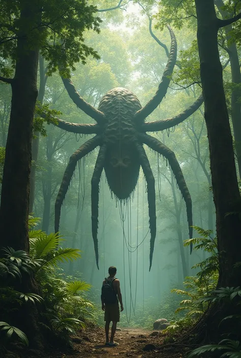 A time traveler lands in the swamps of the Carboniferous period and discovers Megarachne building an enormous web spanning across ancient tree canopies. The traveler gets caught in the web and must escape before becoming prey.