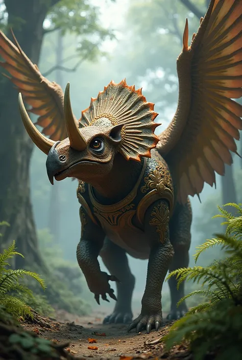 Merge a triceratops and a bird 