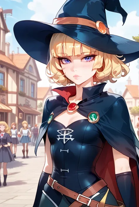 masterpiece, best quality, best shadow, ultra-detailed, HD, 8k, absurdres, best picture, best illustration, extremely detailed cg, art cg, photorealistic, perfect shadow, unity 8k, a girl, teen, teenage, , human, witch girl, blonde short hair, curly hair, ...