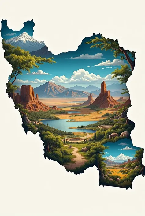 Make an image thats a map of Iran, then put a famous scenic spot in place of each province.