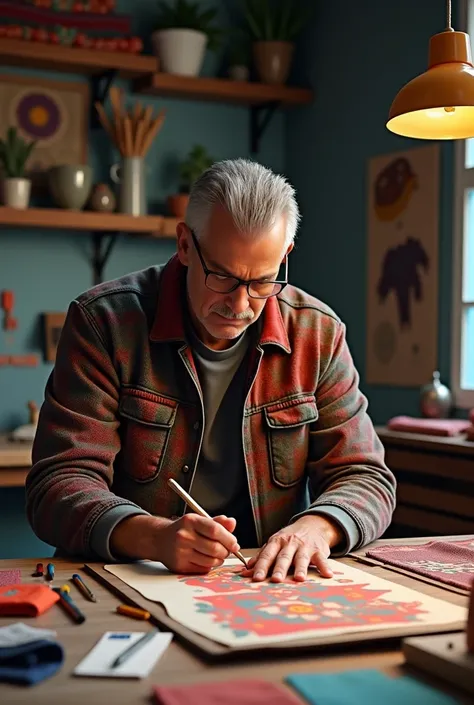 Man pretending to make a football jacket or Chilean