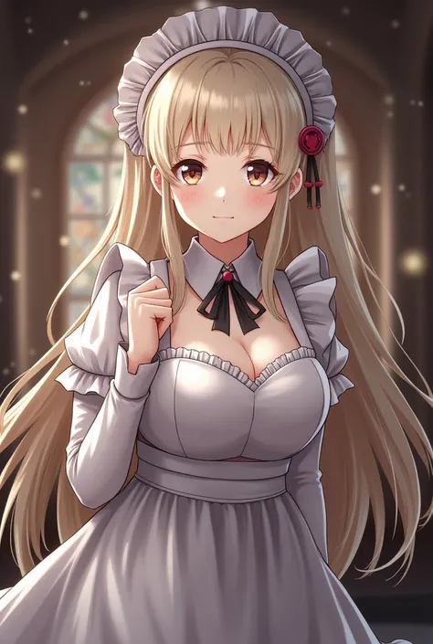 masterpiece,  best quality,  Highly Detailed ,  high resolution, HDR,, Joe Bit, What is, insensibility,, 1 Girl,  unique ,  bangs, Bare shoulders, breast,  Brown Eyes , clamp (Circle) (style), Platinum blonde hair,  very long hair, ear, small breast, Hair ...