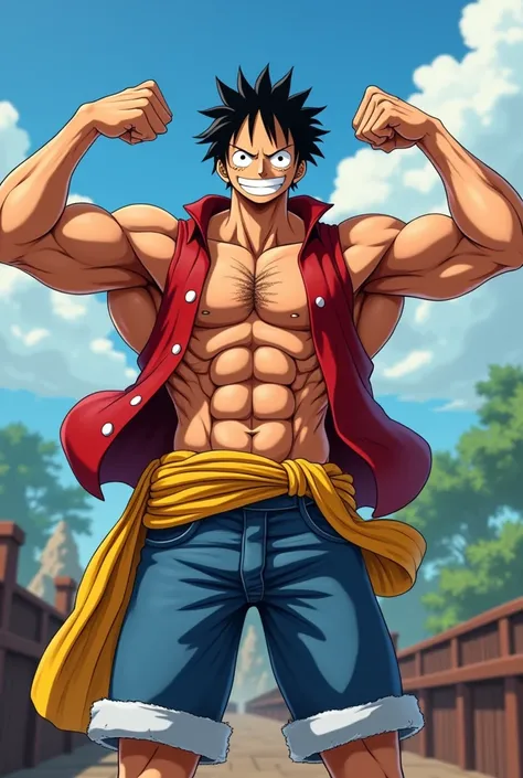 Luffy flexes his muscles