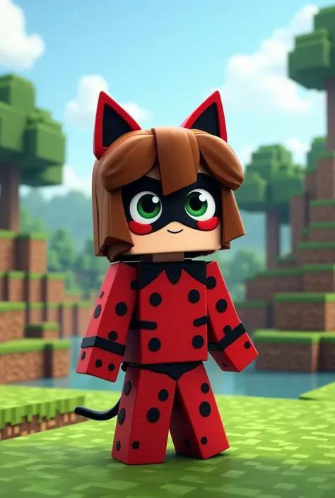 Faça o filho da ladybug e do cat noir no minecraft, animação cartoon minecraft