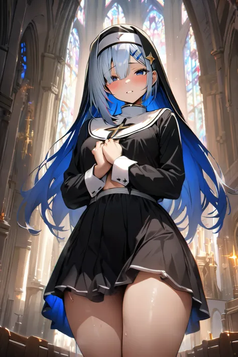 NSFW,masterpiece, top quality , high definition , very detailed,Amane Kanata( hololive ),Nuns,Sister,church