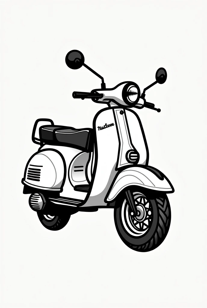 Motorcycle scooter using doodle art and it should be colorless look like a cartoon looks cute looks like a  drawn it dont make it look so realistic. MAKE IT VERY EASY VERY SIMPLE SKETCH. USE ONLY LINES. DONT INCLUDE THE DETAILS. 