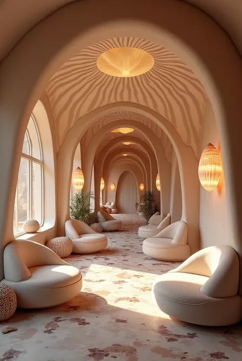 Waiting area in hotel use cerithidea obtusa shell theme or concept