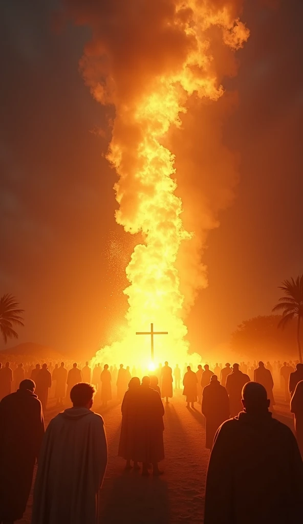 When the day of Pentecost arrived ,  all the followers of Jesus were gathered in the same place . suddenly,  a sound came from the sky that seemed like a very strong wind and that noise filled the whole house where they were sitting.  Then everyone saw thi...