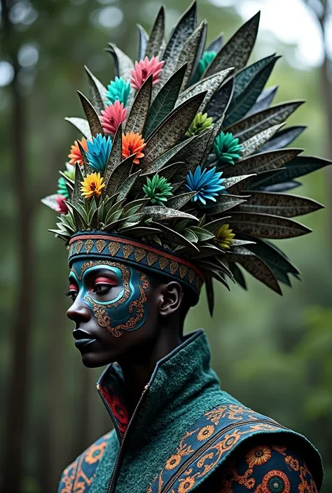 I want a headdress for the black and white carnival with a biodiversity theme 
