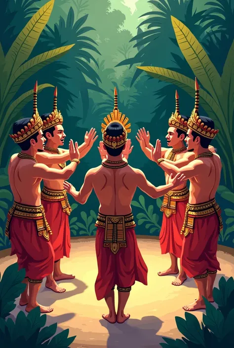 Vector kecak dance bali and a group of men with traditional clothes bali