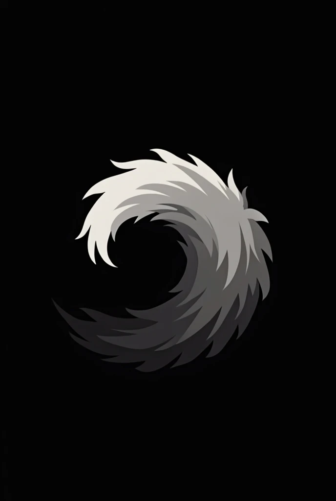 Create a very simple and minimalistic logo-style image.
It must be of the side profile of a Huskys curled upright tail. It must only be of the tail.
The background must be completely black. The tail must be mostly white with only a few minor shades of ligh...