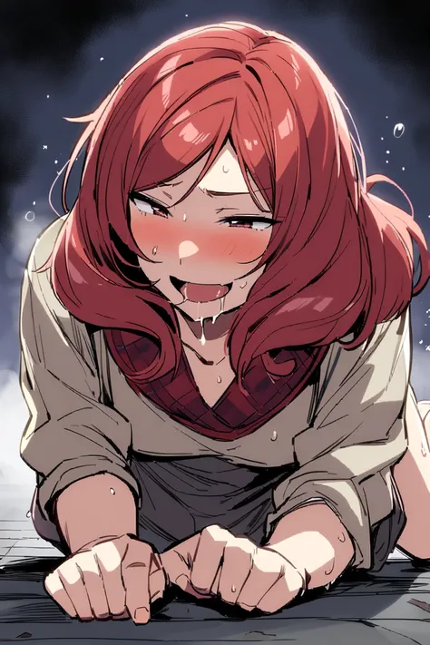 Maki Nishikino, sex, on all fours,smile, drool 