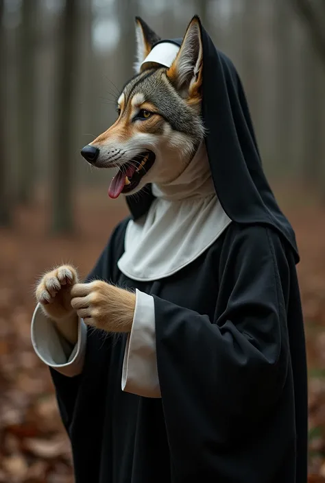 Furry wolf nun, flashing pussy