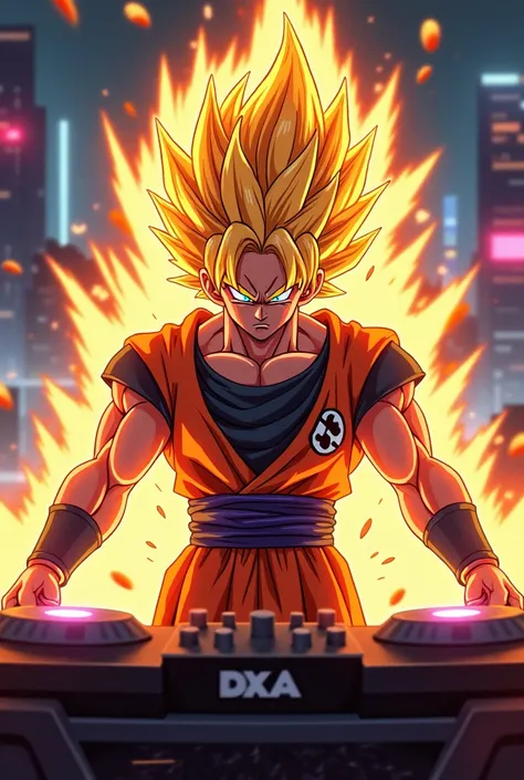 That art style is correct but I need the exact words: "DJ Super Saiyan"