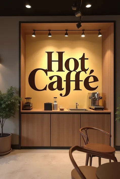 Create a  branding design for coffee and tea. Brand name on the top "Hot Caffè" size is height 6ft and width 2.5ft.
For pasting in a cabibet