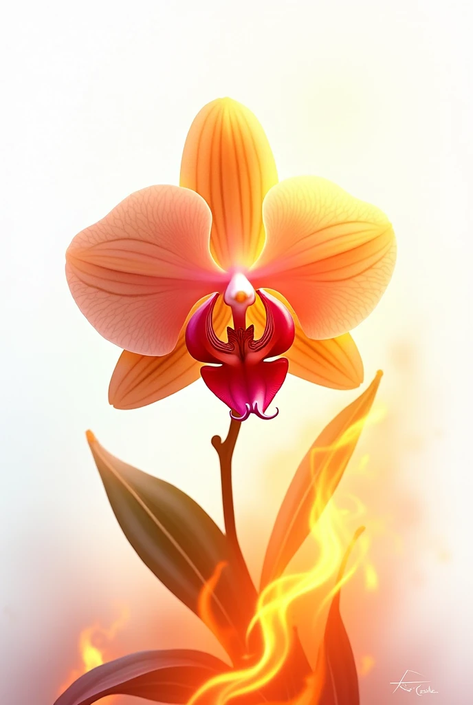 orchid from the fire,  on white background 