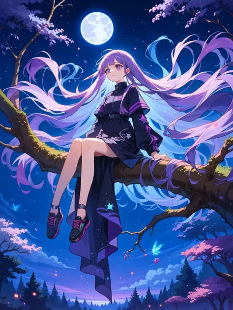 score_9, score_8_up, score_7_up, source_anime,
surreal, 
1girl,Kpop idol, very long hair, floating hair,glowing hair, 
 night scene,moon in the sky,purple hues,starry night,dreamlike atmosphere,glowing edges,mystical,high contrast,ethereal light,sitting on...