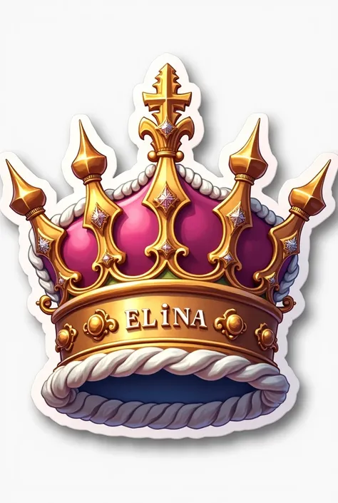  Birthday sticker in a crown shape including the caption "happy birthday Elina" with a crown, the number 48,