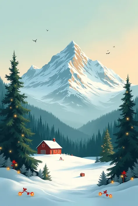 Chrismas card mointains