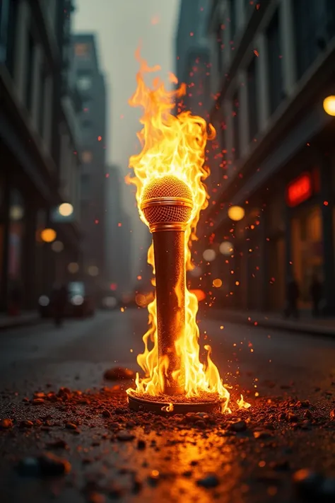 Microphone set on fire in the middle of the street image Andergraund