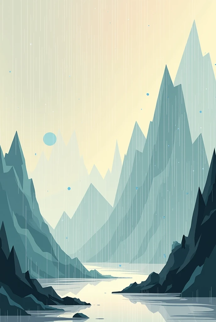 Graphic composition Landscape rain in the form of geometric shapes 