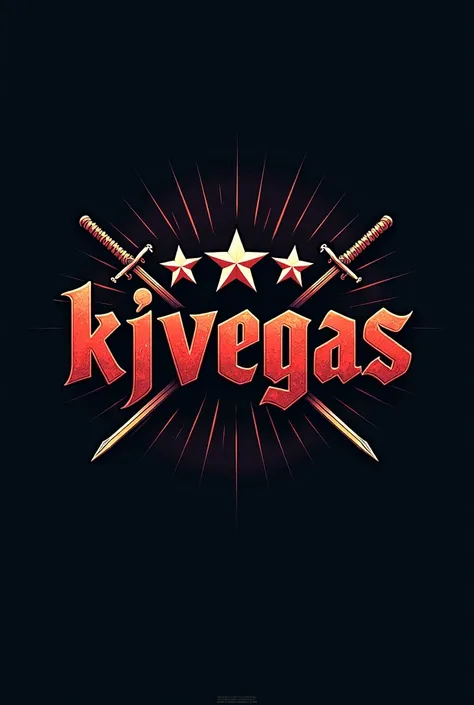 the logo reads "KJVEGAS" with a gangster theme with seven stars lined up and a sword on the left and right